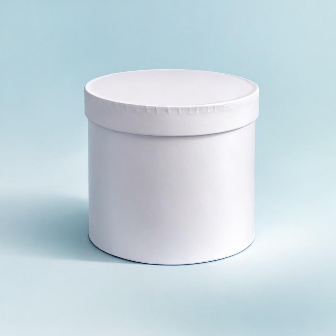 Кръгла кутия с капак, цвят бял, ф15/14см /Sa/