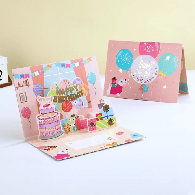 Луксозна отваряема 3D картичка Happy Birthday, 13x19см, с включен плик /Pe/