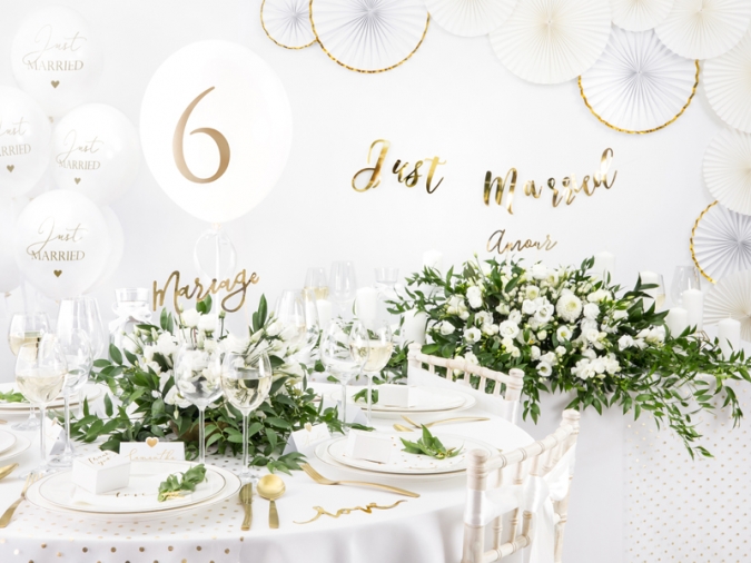 Комплект 6бр. балони Just Married, Сватба, младоженци /Pd/