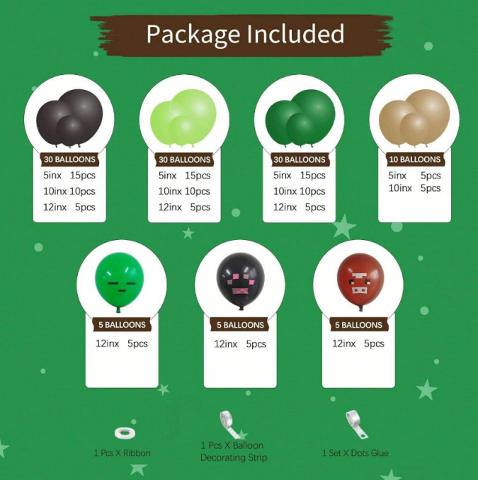 Комплект с балони тип арка, 118бр. Майнкрафт /Ch/