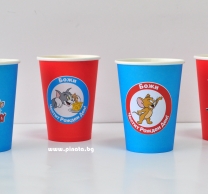Персонализирана хартиена парти чашка 250 мл Том и Джери, 6бр. пакет