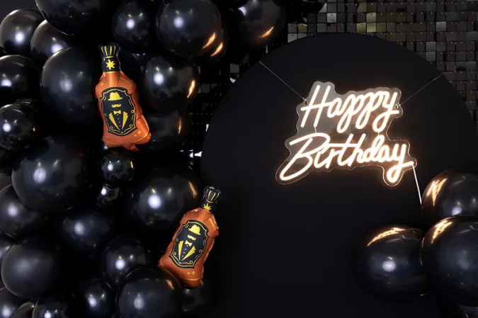 Неонов LED надпис Happy Birthday, бяла светлина, 40x29.5см /Pd/