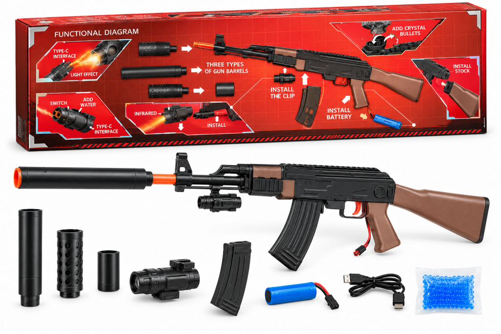 Автомат AK-47 бластер с кристални водни топчета – Crystal Bullet Gun /Li/