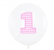 Комплект 10 бр. латексови балони с печат цифра 1, Първи рожден ден момиче /Pp/