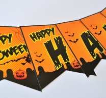 Банер гирлянд за декорация Хелоуин / Happy Haloween, 1,40 м дължина, 11 бр. фигури