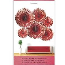 Висяща декорация - 6 бр. ветрило, розово злато, диаметър 40,30,20 см /Pe/