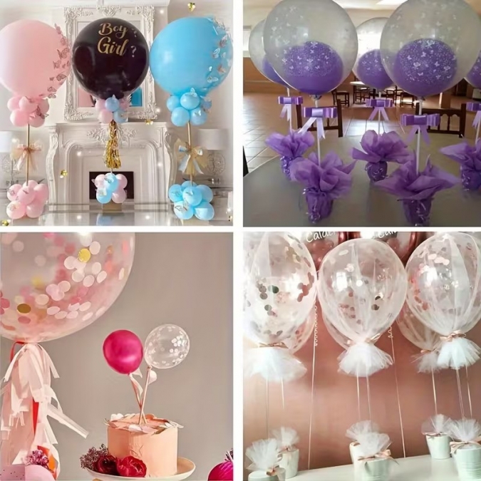 Комплект прозрачна пръчка /стик/ и държач  за фолиев балон, 45см /Tm/