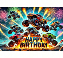 Винил за фон Monster Truck, Хот Уилс, размер 150х100см /Ch/