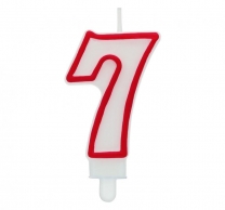 Свещичка цвят бяло и червено, цифра 7 /Gd/