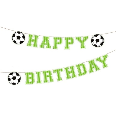 Банер гирлянд Футбол с текст Happy Birthday и 3 топки, 2,50 м дължина /Pp/