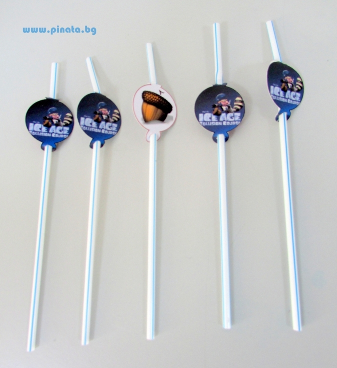 Парти сламка с облър Ледена Епоха, 10 бр. в пакет