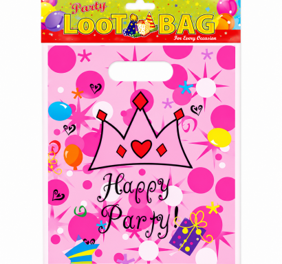 Подаръчни торбички, Happy Birthday, цвят розов, 17х25см, 10 бр. /Pe/