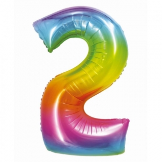 Фолиев балон цифра 2, цвят дъга 76 см /Gd/