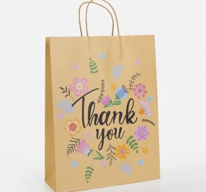 Подаръчна торбичка крафт, Thank You 32х42х11 см /Mb/