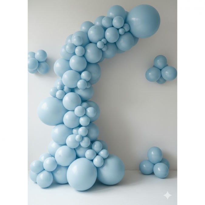 Балон цвят Син пудра, Powder blue, диаметър 13см,100бр. в пакет, Gemar A50 108 /Uk/