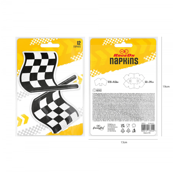 Парти салфетки Спортни коли, 17,5х11 см, 12 бр. в пакет /Pp/