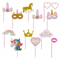 Пропсове за забавни снимки Еднорог, 12 бр комплект /mb/