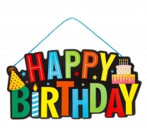 Табела за окачване с надпис Happy Birthday 38х20см /Mb/