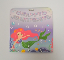 Банер гирлянд Русалка, Happy Birthday, 2,5м. /Gx/