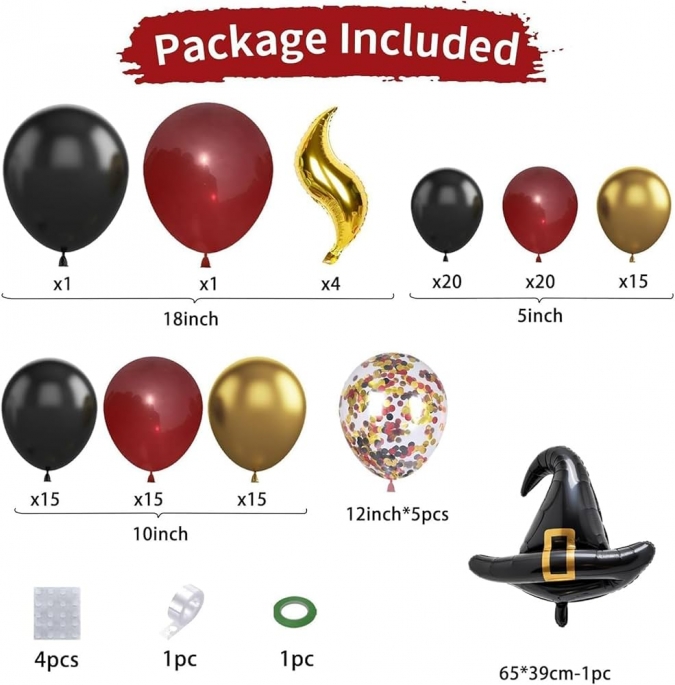 Комплект с балони тип арка, Магьосник,  Хари Потър, 155бр. /Tm/