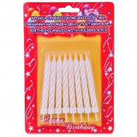 Свещички бели универсални блестящи с поставки, 8 бр в пакет /mb/