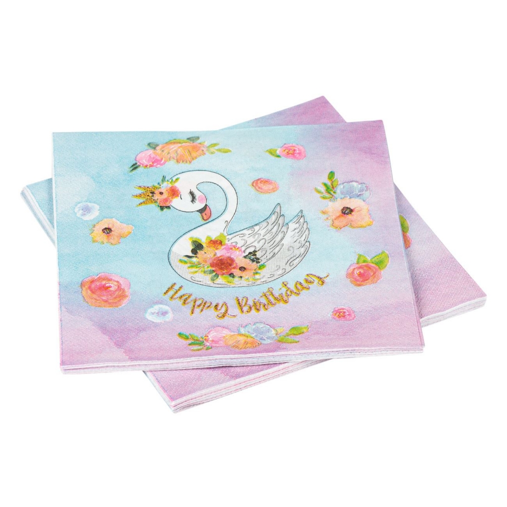 Парти салфетки Лебед, 12 бр. в пакет /mb/