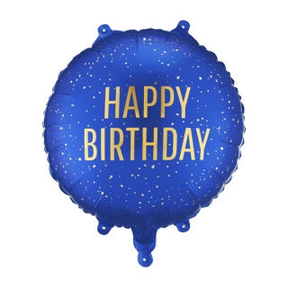Фолиев балон Happy Birthday, цвят тъмно син, 45см /Pd/