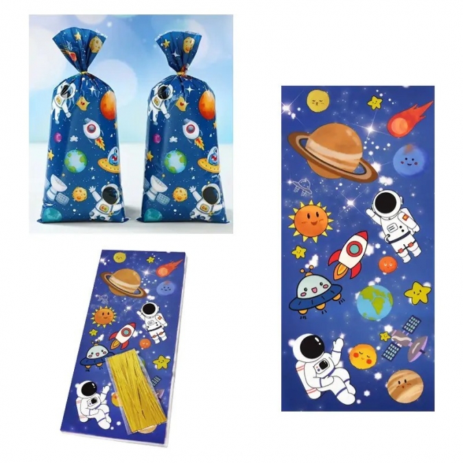 Подаръчни торбички целофан, Космос, 27х12,5см, 50бр. /Km/
