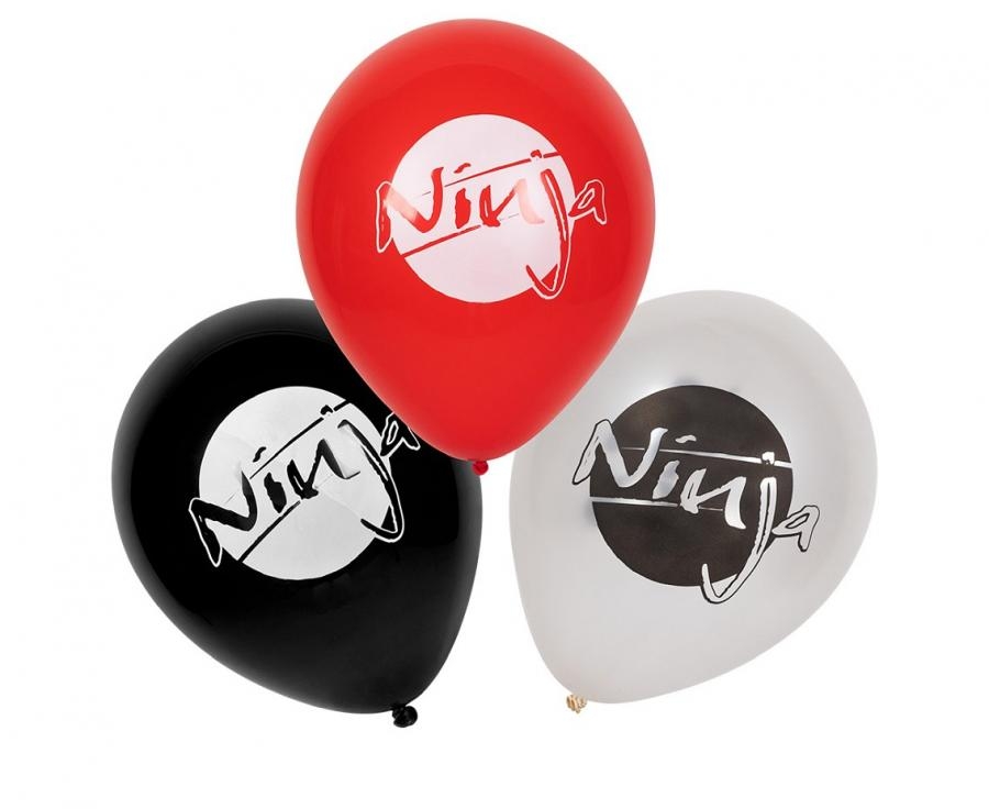 Комплект балони с печат Нинджа, 25 см, 6 бр. в опаковка /Gd/