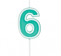 Свещичка цифра 6, цвят мента пастел /Mb/