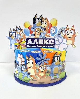 3Д Хартиена торта с персонализация Блуи и Бинго
