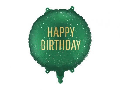 Фолиев балон Happy Birthday, цвят тъмно зелен, 45см /Pd/