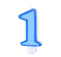 Свещичка цвят син, цифра 1 /Pp/