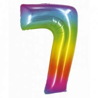 Фолиев балон цифра 7, цвят дъга 76 см /Gd/
