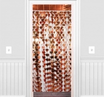 Ресни за декорация във форма на сърца /ПВЦ/ лъскави, цвят розово злато 100х180см