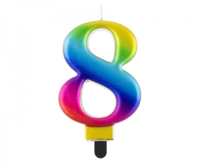 Свещичка металик цвят дъга, цифра 7 /Gd/