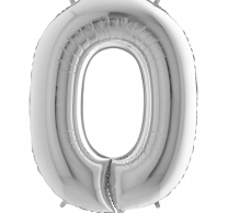 Фолиев мини балон, цифра 0 цвят сребро - 35 см височина Gemar