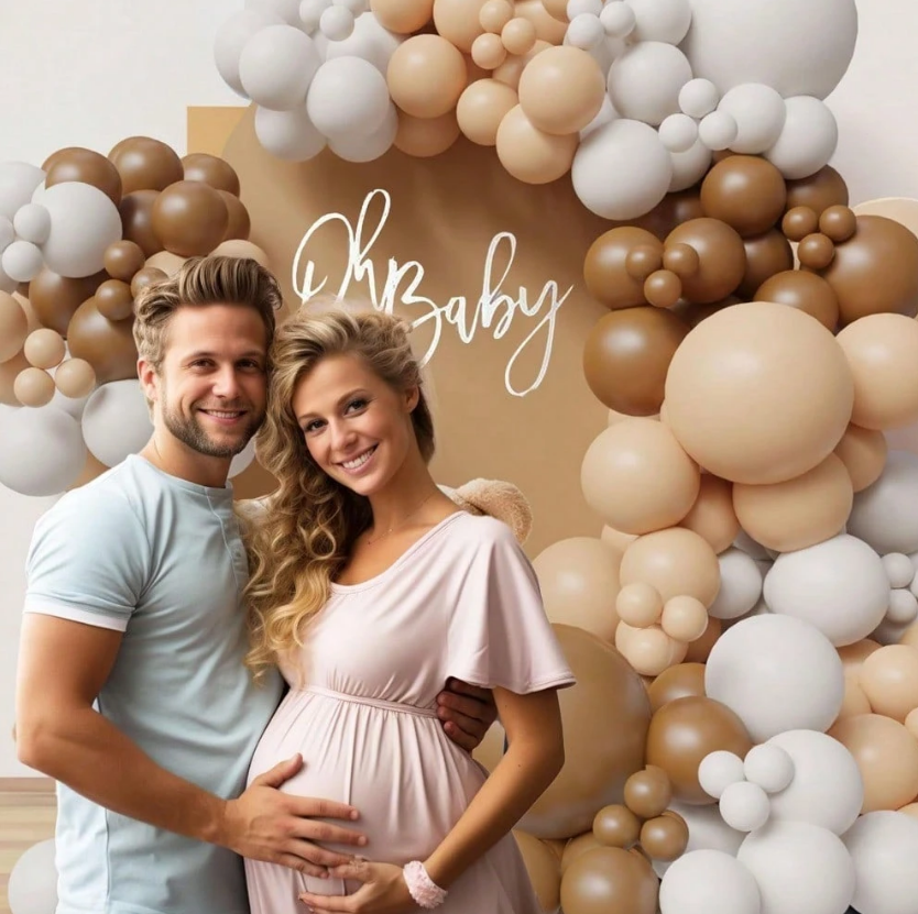 Комплект за арка 108 бр. балони в кафяво, бяло и лате /Ch/