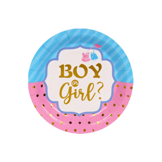 Хартиена чинийка Boy or Girl за разкриване на пола, 18 см, 10 бр. /Km/