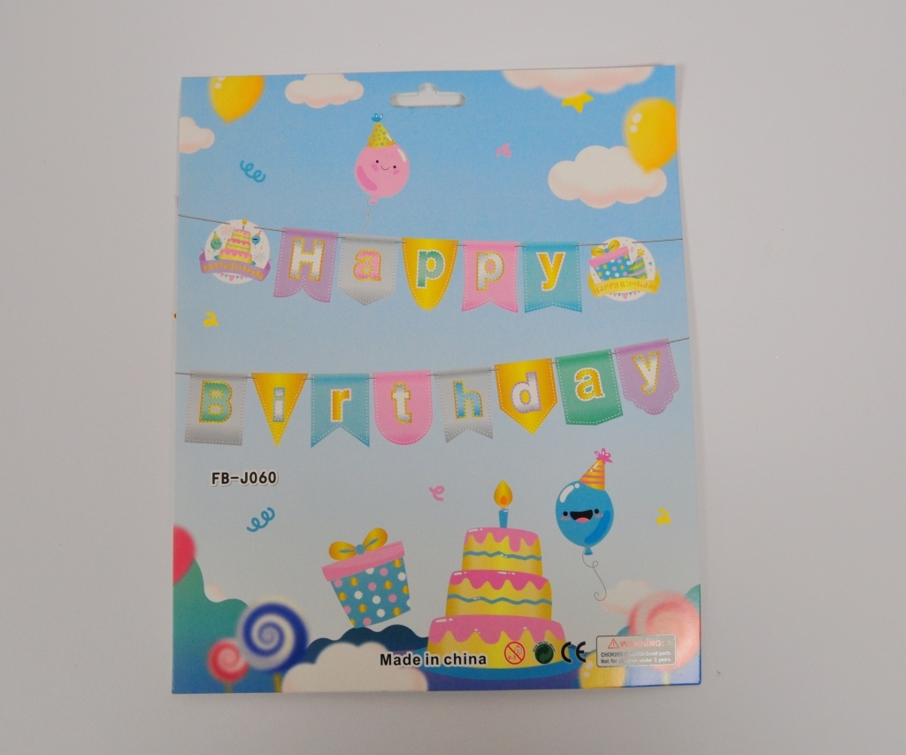 Банер гирлянд Пастелни цветове, Happy Birthday, 2,5м. /Gx/