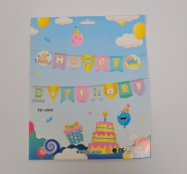 Банер гирлянд Пастелни цветове, Happy Birthday, 2,5м. /Gx/