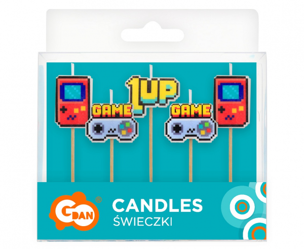 Свещички за рожден ден Геймърски рожден ден, Майнкрафт, Game On, 5 броя /Gd/