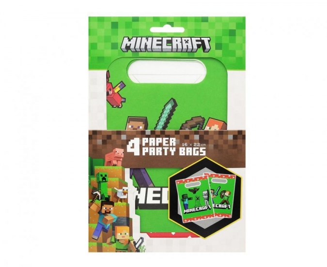 Подаръчни хартиени торбички Майнкрафт/Minecraft,  4 бр. в опаковка /Gd/