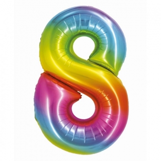 Фолиев балон цифра 8, цвят дъга 76 см /Gd/