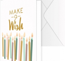 Картичка Свещички Make a Wish, златно фолио, 11,5x16см, с включен плик /Tr/
