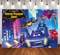Винил за фон /декорация/ на рожден ден, Батуийлс/Batwheels, размер 100х70см