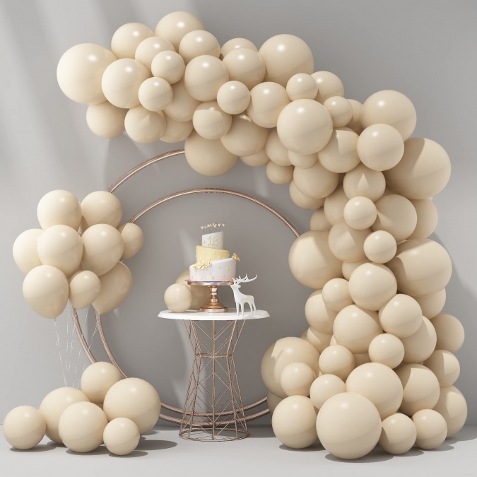 Балон цвят Ретро бяло / Retro white, Калисан, диаметър 30 см, 10 бр. в пакет
