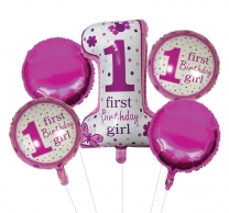 Комплект 5 бр. фолиеви балони Първи рожден ден Бебе Момиче / First Birthday Girl /mb/