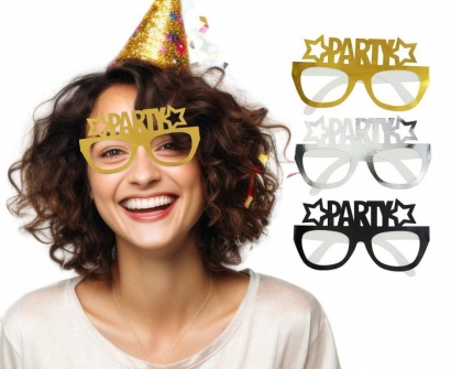Парти очила Party в златно, сребърно и черно, 6 бр. /Gd/