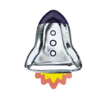 Хартиена парти чинийка Ракета, космос / Space party rocket, 29.5 см, 6 бр. в опаковка /Pd/